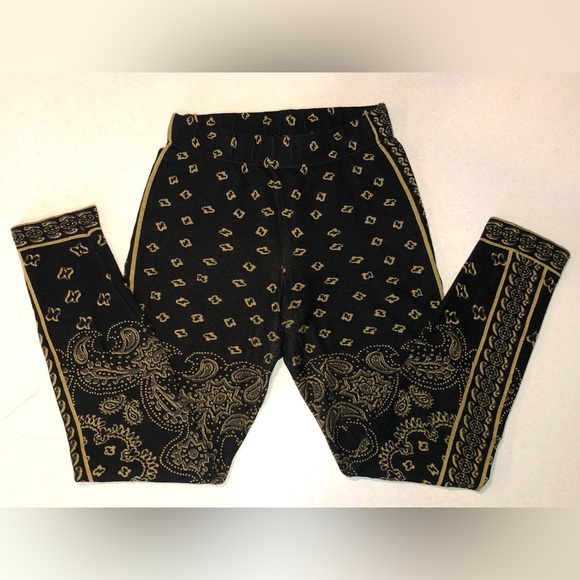 Free People Black and Gold Paisley Sweater Knit Leggings - S - Picture 4 of 15
